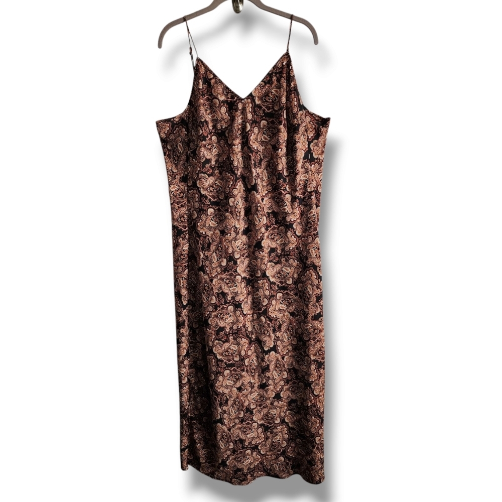 Nili Lotan‎ Target Brown Paisley Spaghetti Strap Slip Dress Size 1X - Picture 2 of 10